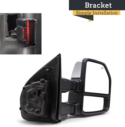 TOEMIRR Towing Mirrors fit for Ford F250 F350 F450 F550 Super Duty 2017 2018 2019 2020 Heated Power Temperature Sensor Turn Signal Auxiliary Light Manual Telescopic Black Tow Mirrors Rearview Mirrors in Saudi Arabia