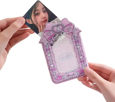 ZGMYC 2 Pcs Kpop Photocard Holder with Keychain Y2K Kawaii Bow Lace Photo Card Sleeves ID Badge Holder Card Protector in Saudi Arabia
