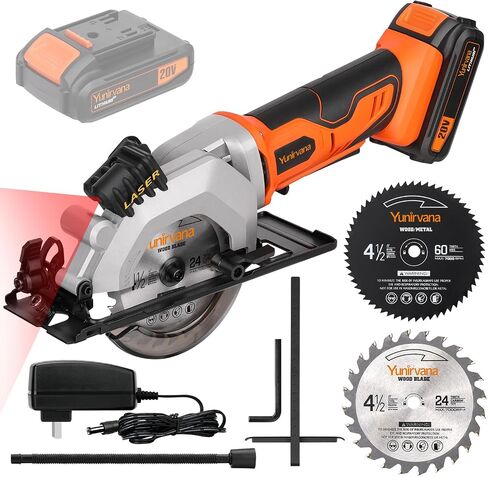 Yunirvana 11 Amp Corded Circular Saw with Circular Saw Blade, 6000RPM, Adjustable Cutting Depth, 7-1/4 Inch Blade, Ideal for Wood and Plastic Cuts, Professional Carpentry Tool for Precision Cutting in Kuwait