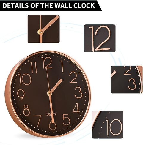 10-Inch Non-Ticking Wall Clock, Silent Battery Operated Wall Clock with ABS Frame HD Glass Cover for Kids Living Room Bedroom Kitchen School Office Decor in Saudi Arabia