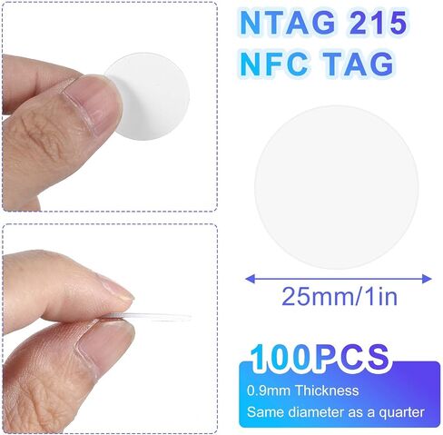 NFC Tag NFC Stickers White NTAG215 Tag 30Pcs Rewritable Round Coin NFC Cards with Adhesive Back Compatible with Tagmo NFC Enabled Mobile Phones in Saudi Arabia