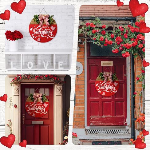 Pickmesh 3 Pcs Valentine's Day Wooden Door Sign Welcome Sign Set Easter Door Wreaths Decor Sign St. Patrick's Day Shamrock Door Hanger Outdoor House Decorations for Front Porch Outdoor(Round Style) in Saudi Arabia
