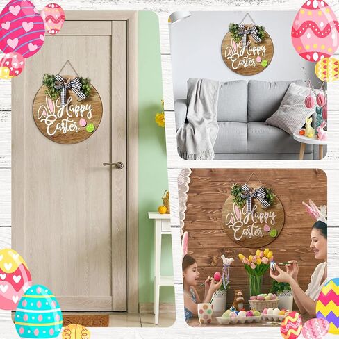 Pickmesh 3 Pcs Valentine's Day Wooden Door Sign Welcome Sign Set Easter Door Wreaths Decor Sign St. Patrick's Day Shamrock Door Hanger Outdoor House Decorations for Front Porch Outdoor(Round Style) in Saudi Arabia