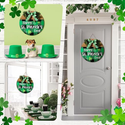 Pickmesh 3 Pcs Valentine's Day Wooden Door Sign Welcome Sign Set Easter Door Wreaths Decor Sign St. Patrick's Day Shamrock Door Hanger Outdoor House Decorations for Front Porch Outdoor(Round Style) in Saudi Arabia