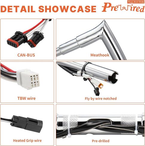 PRE-WIRED 12" Rise Road Glide Ape Hangers 1.5" mercenary Handlebar & wires Kit for 2016-2023 Harley Road Glide Custom Special, Chrome in Saudi Arabia
