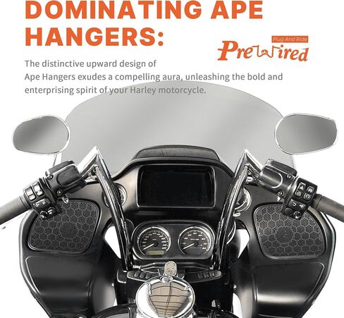 PRE-WIRED 12" Rise Road Glide Ape Hangers 1.5" mercenary Handlebar & wires Kit for 2016-2023 Harley Road Glide Custom Special, Chrome in Saudi Arabia