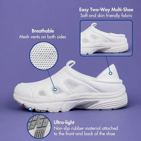 Hawkwell Women's Slip On Two-Way Lightweight Nursing Shoes Breathable Non Slip Work Shoes in Kuwait