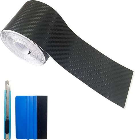 Carbon Fiber Vinyl Tape for Black Out Chrome Delete Window Trim with Tool Kit, Black Vinyl Wrap Tape Roll, Self-Adhesive Car Chrome Door Trim Delete Tape DIY Film (1 inches x 30 feet) in Kuwait