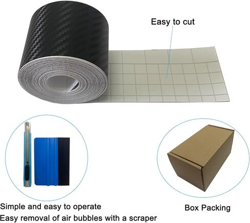 Carbon Fiber Vinyl Tape for Black Out Chrome Delete Window Trim with Tool Kit, Black Vinyl Wrap Tape Roll, Self-Adhesive Car Chrome Door Trim Delete Tape DIY Film (1 inches x 30 feet) in Kuwait
