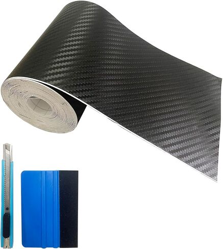 Carbon Fiber Vinyl Tape for Black Out Chrome Delete Window Trim with Tool Kit, Black Vinyl Wrap Tape Roll, Self-Adhesive Car Chrome Door Trim Delete Tape DIY Film (1 inches x 30 feet) in Kuwait