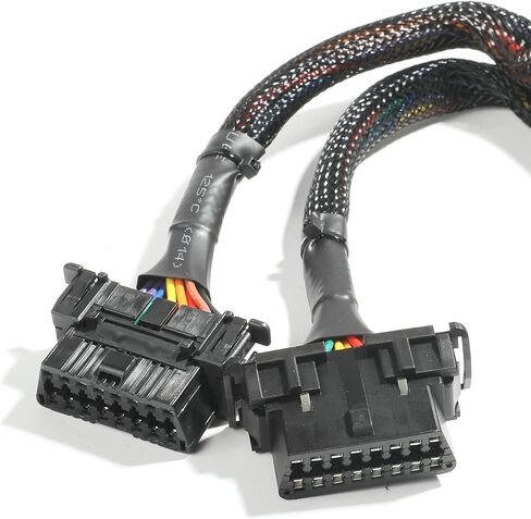 YAKEFLY 1FT Thick Wire Underdash Splitter Cable,OBDII 16 Pin Splitter Extension,16pins Male 1 to 2 Female Splitter Y Cable 20awg Thick Wire Underdash Splitter Cable,Fits for Most Cars in Saudi Arabia