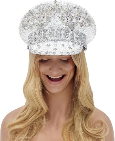 Ulrica Bride Hats with Rhinestone,Disco Hat for Bachelorette Party Decorations,Sparkle Cowboy Cowgirl Hat for Adult Women (C) in Saudi Arabia