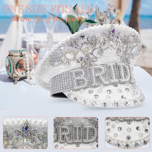 Ulrica Bride Hats with Rhinestone,Disco Hat for Bachelorette Party Decorations,Sparkle Cowboy Cowgirl Hat for Adult Women (C) in Saudi Arabia