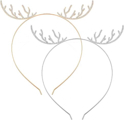 ANGLESJELL 2PCS Christmas Headbands for Women Girls Winter Holiday Snowflake Hairbands Festive MERRY CHRISTMAS Hair Hoop Costume Hair Accessory Gifts (2PCS Antler) in Saudi Arabia