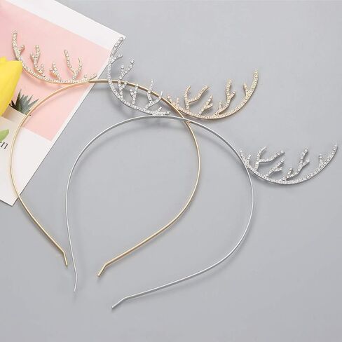ANGLESJELL 2PCS Christmas Headbands for Women Girls Winter Holiday Snowflake Hairbands Festive MERRY CHRISTMAS Hair Hoop Costume Hair Accessory Gifts (2PCS Antler) in Saudi Arabia