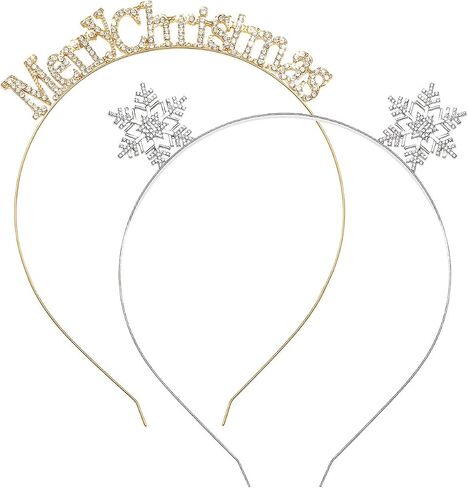 ANGLESJELL 2PCS Christmas Headbands for Women Girls Winter Holiday Snowflake Hairbands Festive MERRY CHRISTMAS Hair Hoop Costume Hair Accessory Gifts (2PCS Antler) in Saudi Arabia