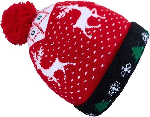 Christmas Light LED Beanie Hat for Adults Warm Knitted Cap with 3 Colorful LEDs Unisex Winter Beanie in Saudi Arabia