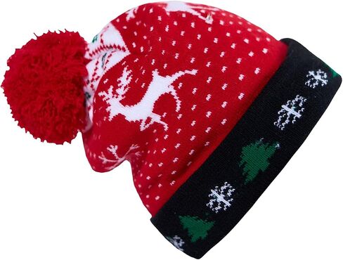 Christmas Light LED Beanie Hat for Adults Warm Knitted Cap with 3 Colorful LEDs Unisex Winter Beanie in Saudi Arabia