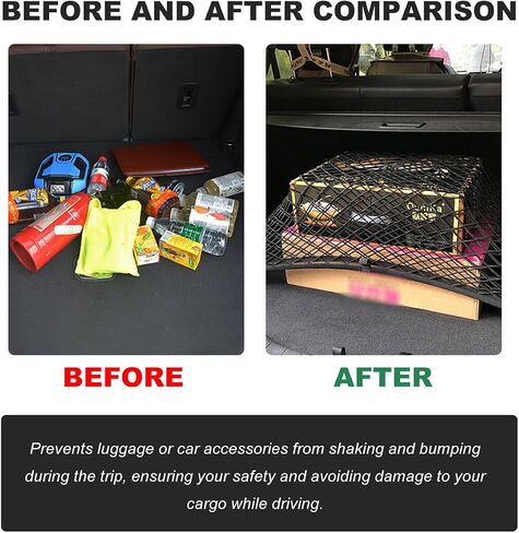 Cargo Net for SUV Car Trunk, 27.6 × 19.7 inches Elastic Mesh Net Organizer with Hooks, Adjustable Auto Trunk Rear Cargo Netting Storage Mesh Pouch, Universal Car Accessories in Kuwait
