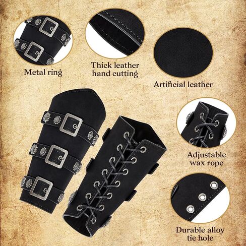 Leather Gauntlet Wristband Medieval Bracers 1 Pair Viking Wrist Retro Renaissance Guards Vintage Costumes Accessories in Kuwait