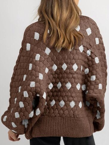 Saodimallsu Womens Chunky Cardigans Button Down Long Sleeve Open Front Plaid Knit Loose Fall Sweater Coats in Kuwait