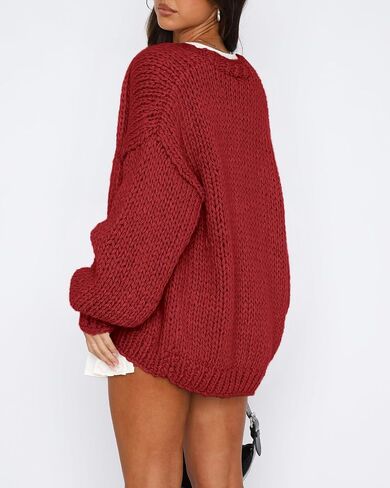 dowerme Women's Oversized Cardigan Casual Long Sleeve Open Front Drop Shoulder Cute Fall Sweaters Chunky Knit Outerwear in Kuwait