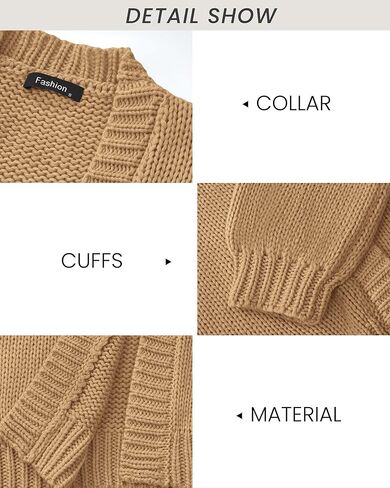 سترة نسائية كبيرة الحجم من Dowerme كاجوال بأكمام طويلة مفتوحة من الأمام وكتف منسدل وسترات خريفية لطيفة ملابس خارجية منسوجة مكتنزة in Kuwait