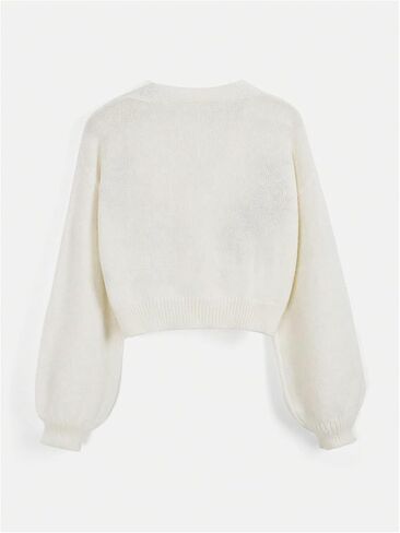 Women's Floral Embroidery Hippie Crop Cardigan Sweater Cottagecore Button Down V Neck Long Sleeve Sweater Knit Top in Kuwait