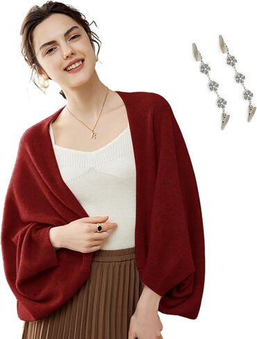 Cashmere Wrap Sweater for Women Warm Shawl Blanket Scarf with Sleeves Open Front Poncho Pashmina Shall with Two Shawl Clips in Saudi Arabia