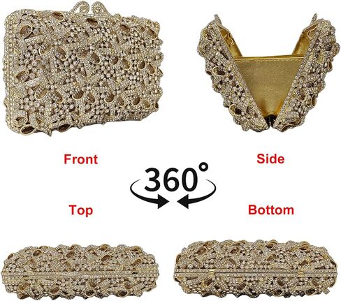 HUANG ZHUANG Bling Elegant Crystal Clutch Purse Luxury Rhinestone Evening Bag Prom Women Party Wedding Handbag in Saudi Arabia