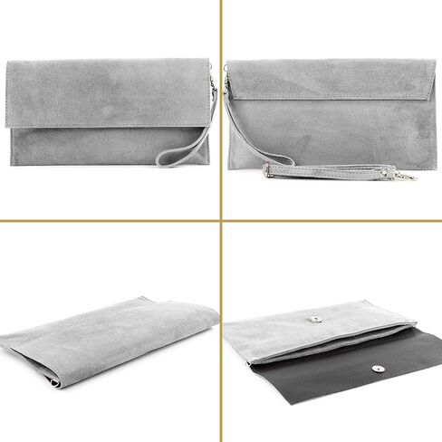 T151 - Italian clutch evening bag made of suede in Saudi Arabia
