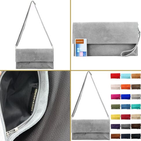 T151 - Italian clutch evening bag made of suede in Saudi Arabia