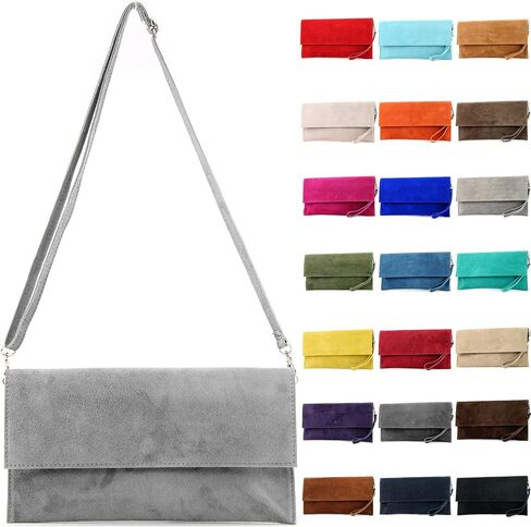 T151 - Italian clutch evening bag made of suede in Saudi Arabia