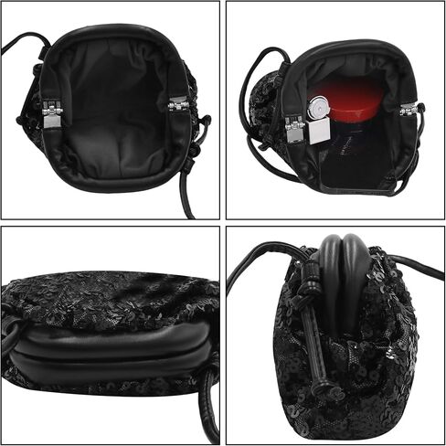 MINGSEECESS Women Fashion Cloud-Shaped Dumpling Bag Metallic Ruched Crossbody Cell Phone Bag Clutch Shoulder Handbag in Saudi Arabia