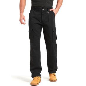 Zylioo Extra Tall Relaxed Fit Casual Pants for Men, 6 Pocket Black Work Pants, 36"/35"/34" Inseam Casual Utility Pants