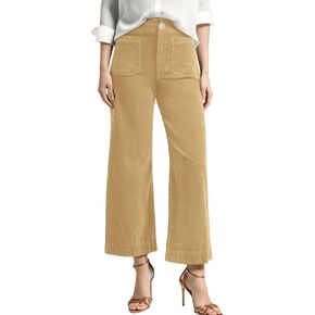 Corduroy Pants Women Elastic Waist Business Casual Pants Bell Bottoms for Women Wide Leg Trousers Flare Pants