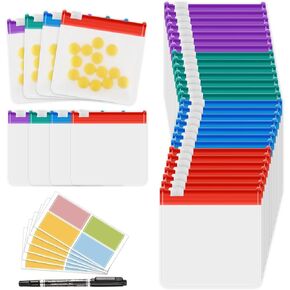 MARFOREVER 39 Pcs Pill Pouch Bags Set - Zippered Pill Bags Box Travel Pill Organizer Reusable Ziplock Bags Medicine Organizer Pills Storage 28 Pcs Plastic Pill Bags 10 Sheets Labels and 1 Pc Marker
