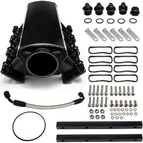 YESHMA For LS LS1 LS2 LS6 Intake Manifold Compatible with Chevy 4.8L 5.3L 5.7L 6.0L (102MM Black)