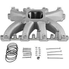 300-136 Intake Manifold Aluminum EFI LS Single Plane Mid-Rise Compatible with GM LS3/L76/L92/L99 Rectangle Port 6.2L/376 V8 Engine Cadillac Chevrolet GMC Pontiac Hummer