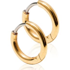| Hypoallergenic Earrings | Titanium Rooftop Hoop Earrings | 0.5" Small Gold Finish | Titanium Gold Hoop Earrings | Gold Hoops for Women, Sensitive Ears, Trendy Womens Earring Set