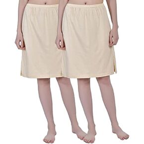 Women's Cotton Knee Length Underdress Skirt Slips Pack of 2