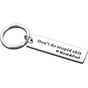 GGOJAGST Funny Valentine's Gifts for Adult Son Don't Do Stupid Sh t Keychain Stupid Gifts for Son Daughter Teenagers Don't do Stupid Shit Gifts for Teen Boys Girls Stupid Stuff from Mom Dad