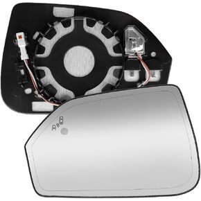 Left Driver Side View Mirror Glass w/Backing Plate Fit for Lincoln MKZ 2013 2014 2015 2016 2017 2018 2019 2020, with Heated & Blind Spot Detection Function