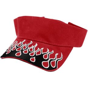 Biker Flame Embroidery Brushed Cotton Visor (One Size, Red Black)