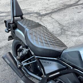 Motorcycle Passenger Driver Dual Double Leather Seat Cushion Pad Cover Compatible with H-onda Rebel CMX1100 CMX 1100 2021 2022 2023 2024 Pillion Pad (Matte Black)