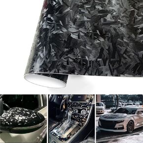 XhuangTech Forged Carbon Fiber Vinyl Wrap Film，Carbon Vinyl Wrap Adhesive Motorcycle Stickers Decals，Anti-Wrinkle Bubble Free Replacement Car Sticker DIY Interior Exterior (17.71"x59.84"（45x152CM)