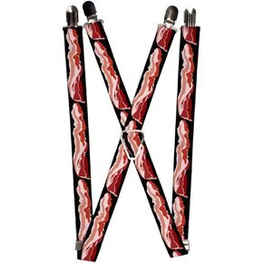 Buckle-Down unisex adults Buckle-down - Bacon Suspenders, Bacon, One Size US