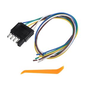 Trailer Side 5 Way Flat Trailer Wiring Harness Plug, 20 Inch Wire Lead Trailer End Side 5 Pin Male Connector Trailer Light Wiring Harness Extension Waterproof for Trailer RV Boat