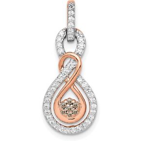 Avariah 14k Rose Gold Champagne and White Diamond Double Infinity Chain Slide
