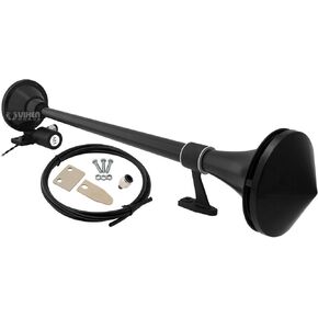 Vixen Horns Train Horn for Boat/Truck/Car. Air Horn Waterproof Black Single Trumpet + Cover. Super Loud dB. Marine Grade Finish. Fits 12v Vehicles Like Semi/Pickup/Jeep/SUV VXH1168B
